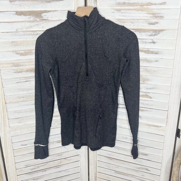 LULULEMON Women's Runderful Size 4 Half Zip Pullover Jacket Black Herringbone - Picture 14 of 14